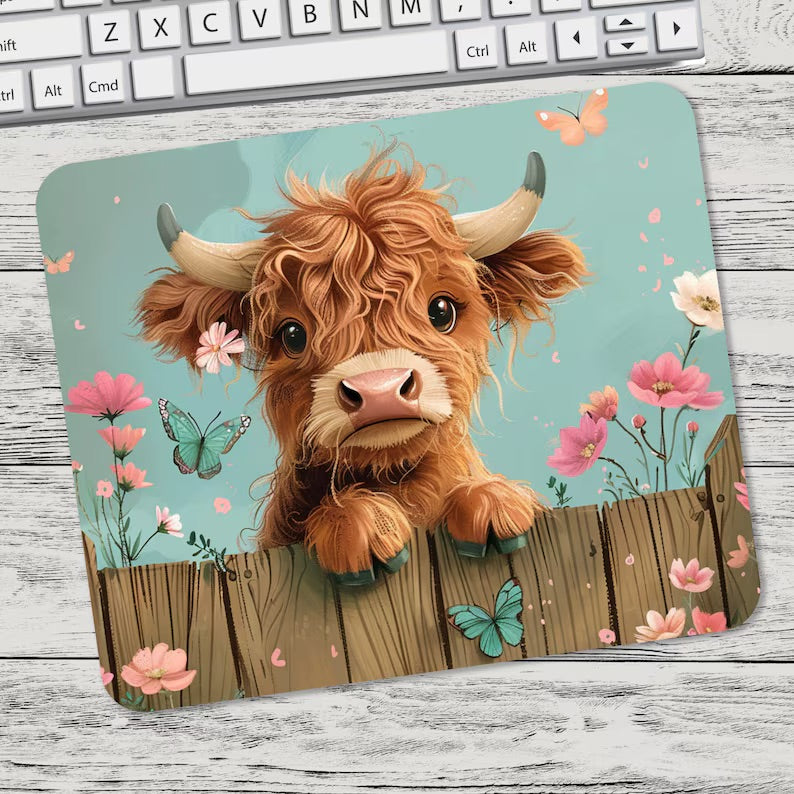 Highland Cow Fence Mousepad