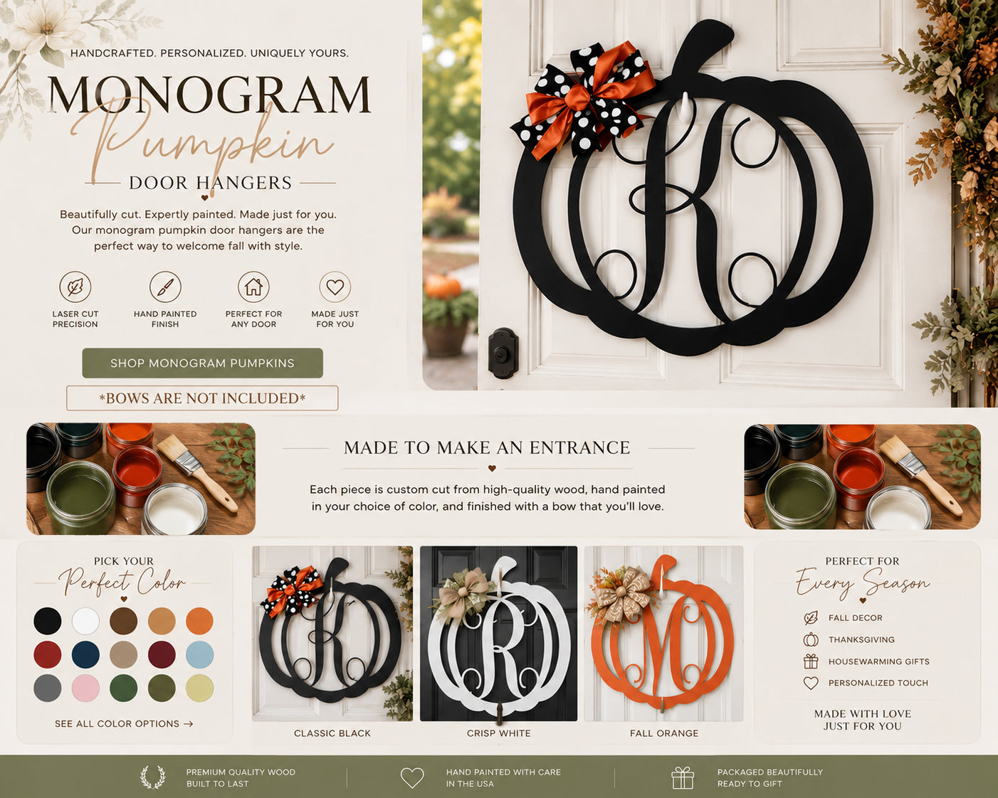 Personalized Monogram Pumpkin Door Hanger