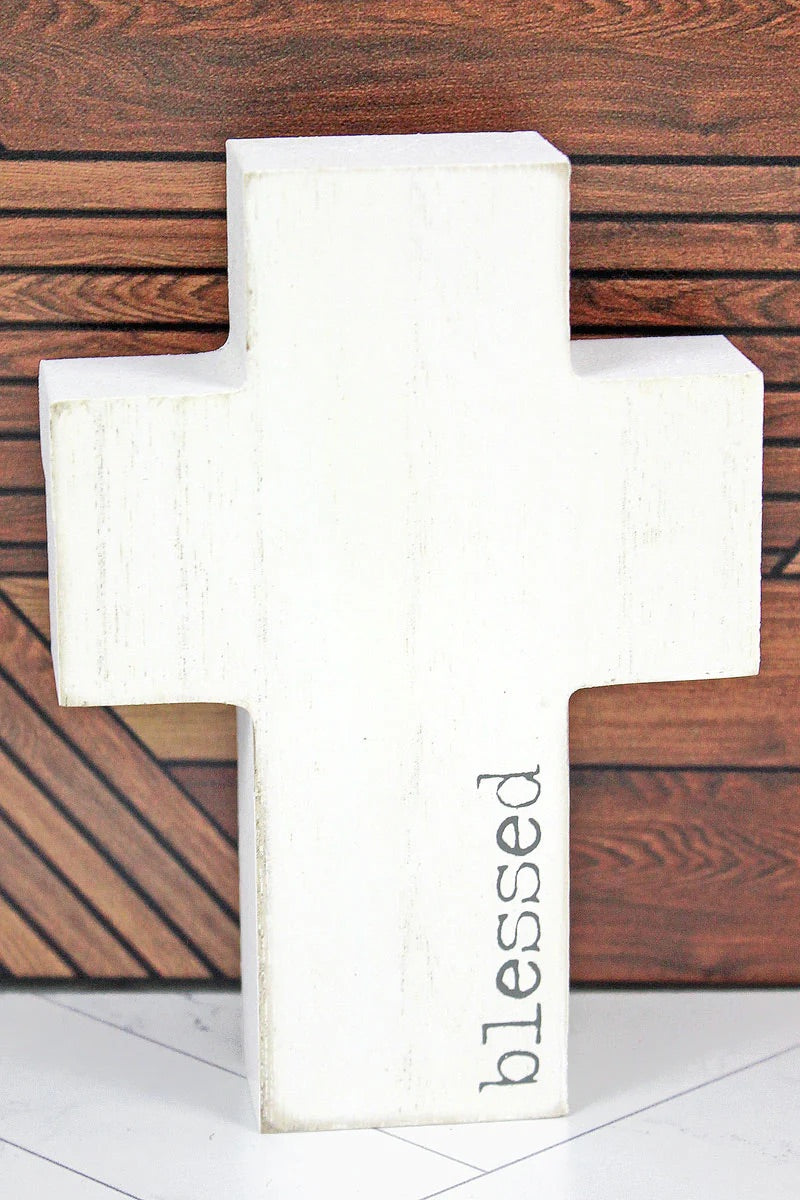 Blessed Wood Block Cross