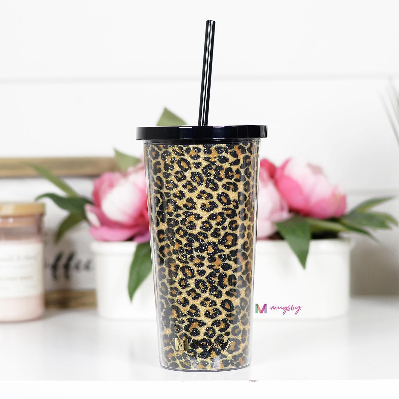 Leopard Tumbler with Straw