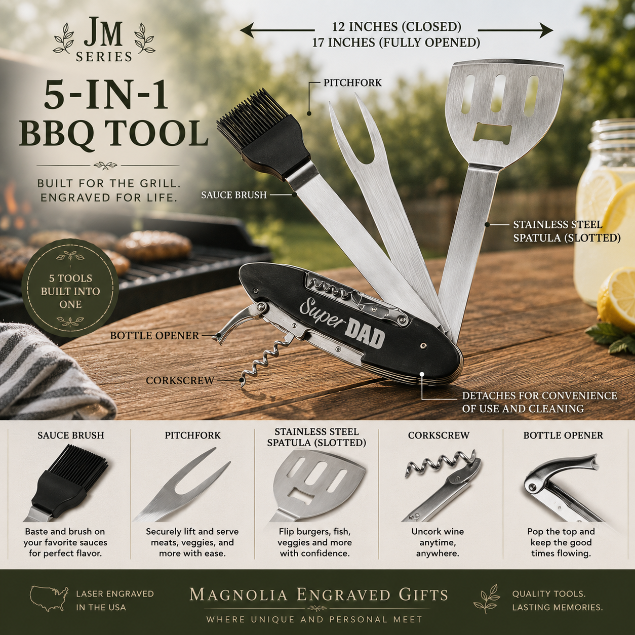 JM Series 5-in-1 Personalized BBQ Tool