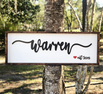 Personalized Family Name Sign | Established Wooden Wall Décor