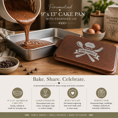 Personalized Engraved 9" x 13" Cake Pan with Lid