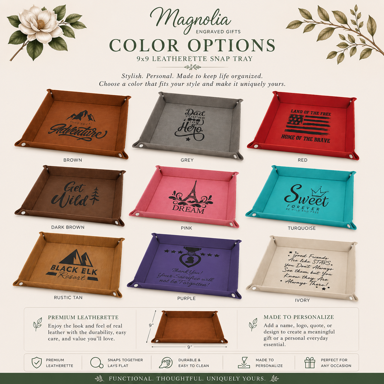 Personalized Leatherette Valet Tray