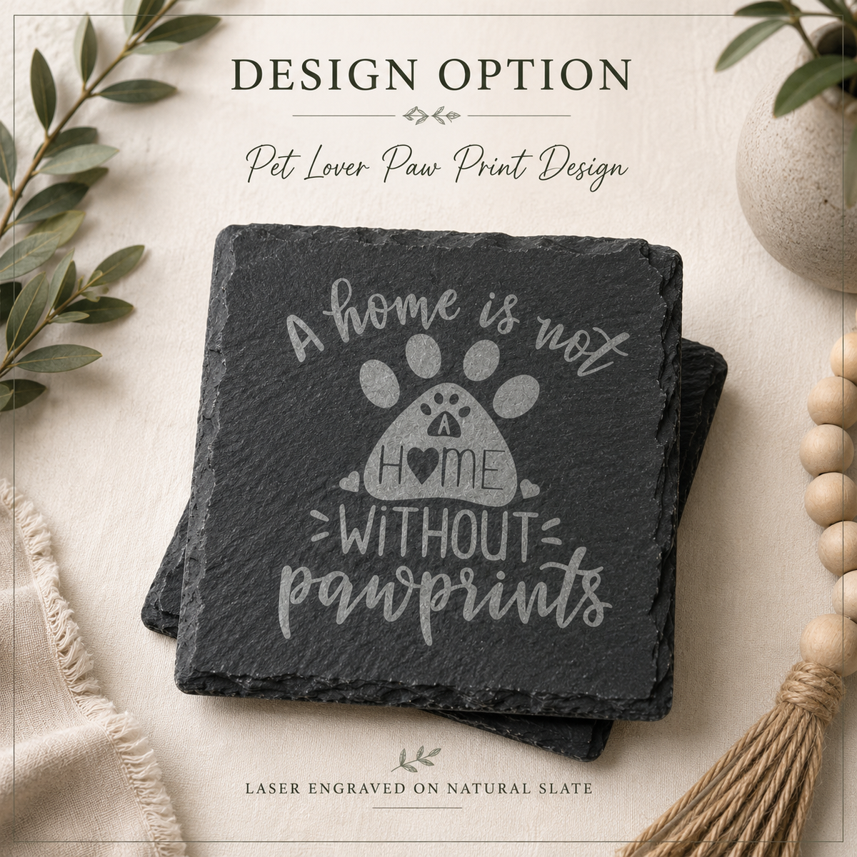 Personalized Engraved Slate Coaster Set