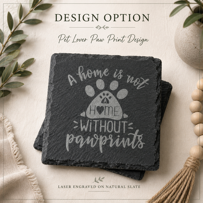 Personalized Engraved Slate Coaster Set