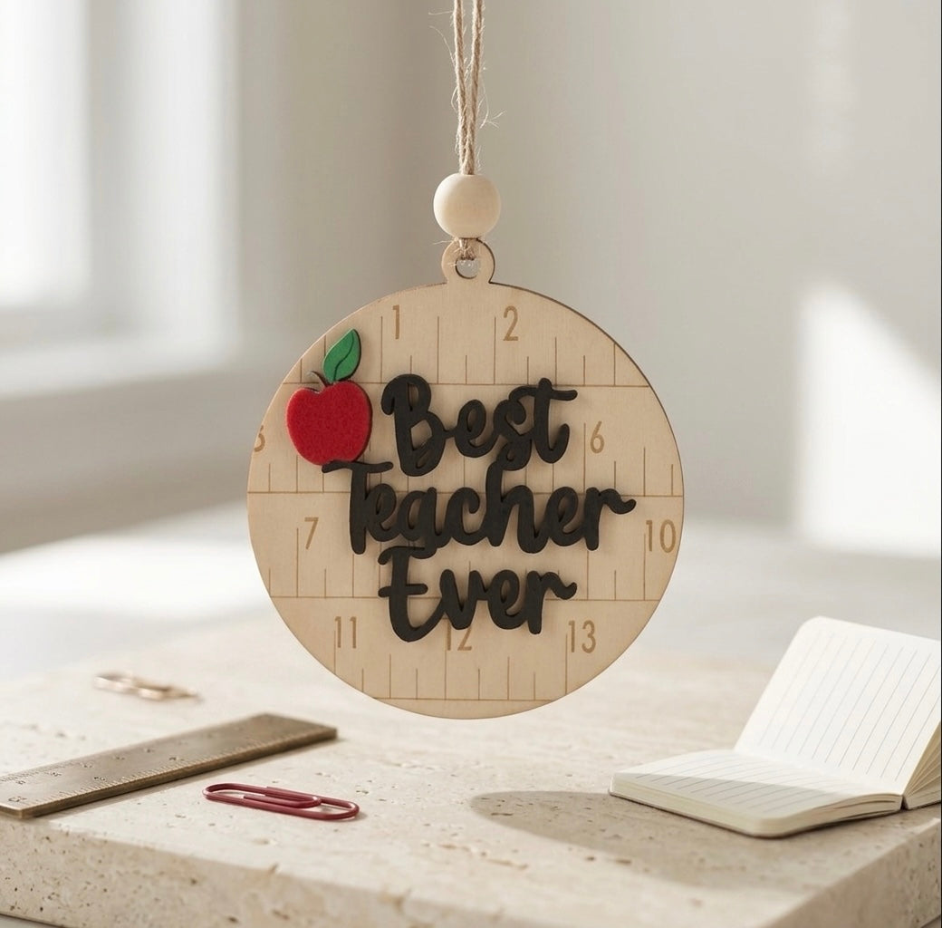 Best Teacher Ever Laser Cut Wood Ornament