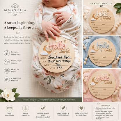 Hello World Baby Announcement Sign