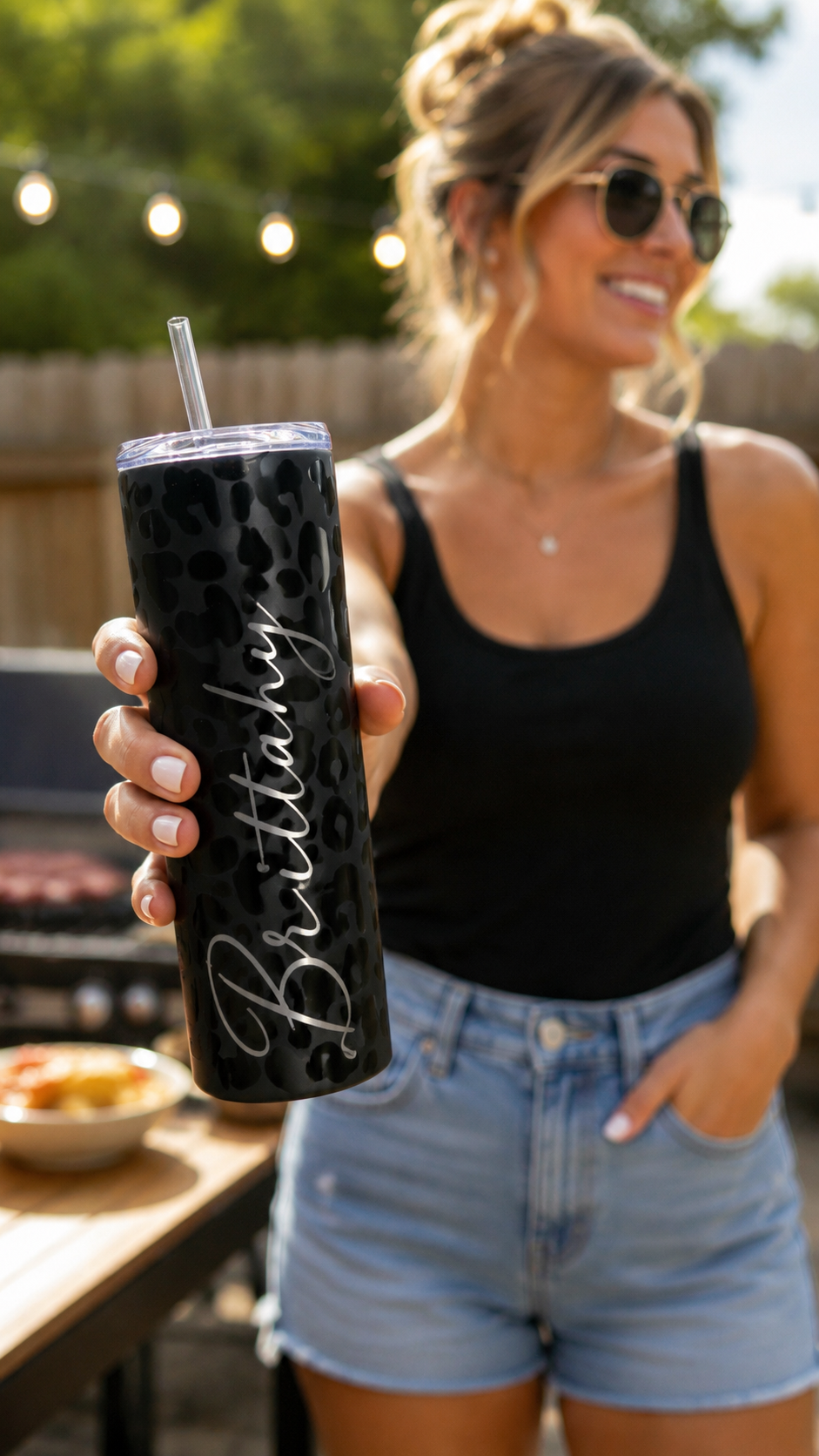 Obsidian Leopard 20 oz Skinny Stainless Steel Tumbler