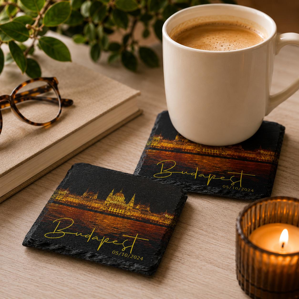 Custom Photo Slate Coasters | Set of 2, 4 or 6