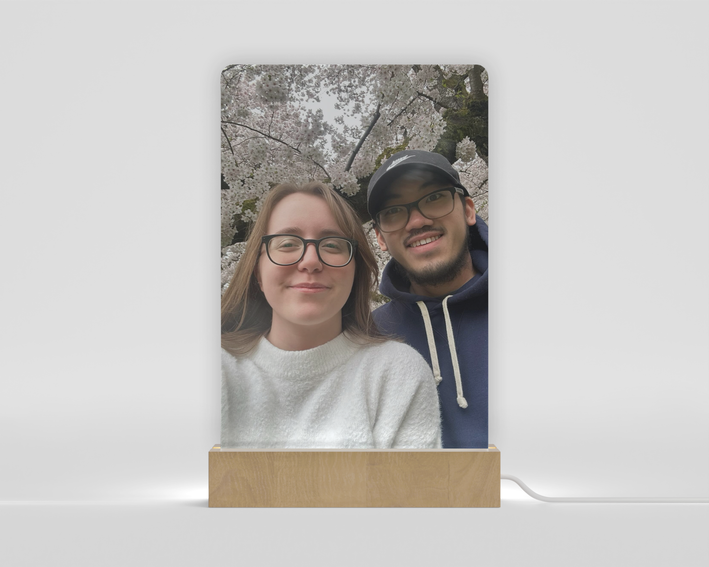 Custom Photo LED Acrylic with Wood Stand