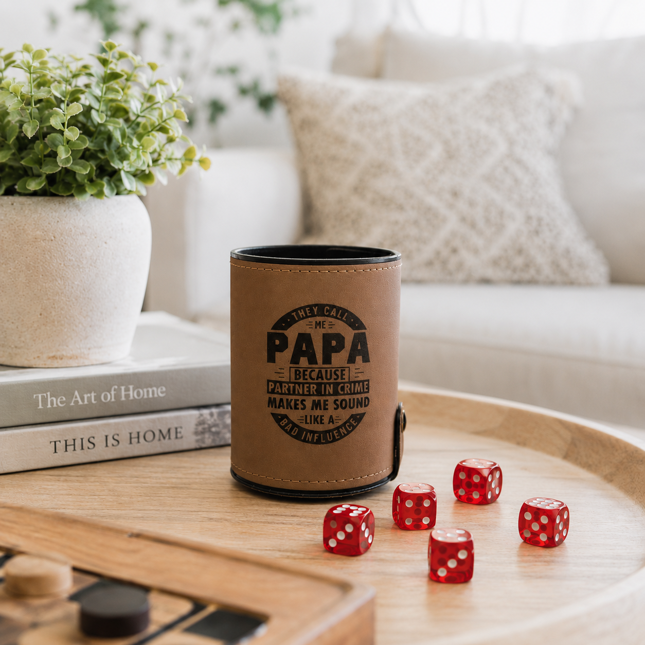 Personalized Engraved Leatherette Dice Cup Set | Custom Gift for Game Night