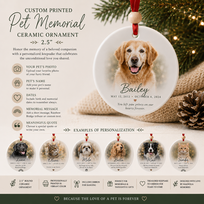 Custom Printed Pet Memorial Ceramic Ornament