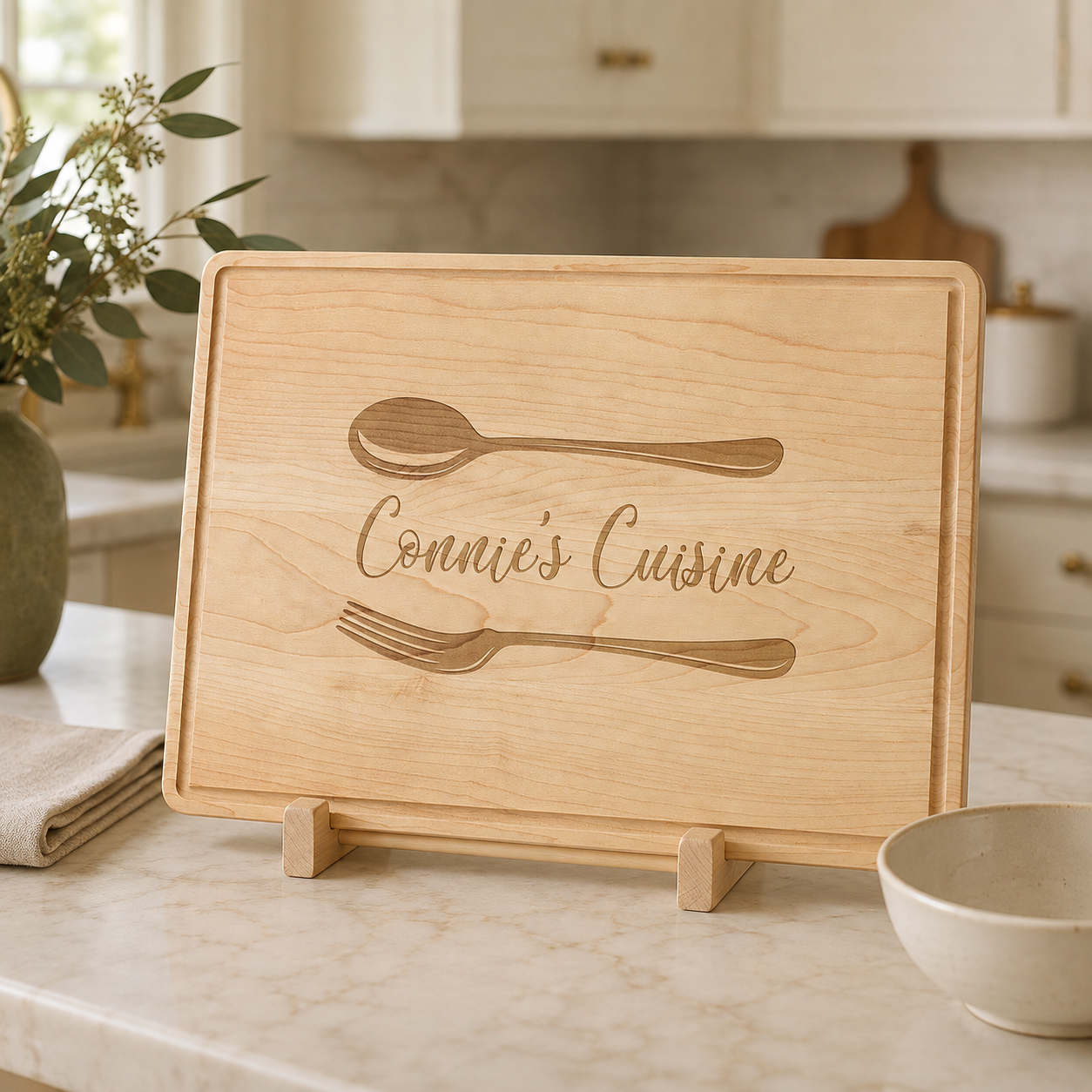 Personalized Maple Cutting Board with Drip Channel