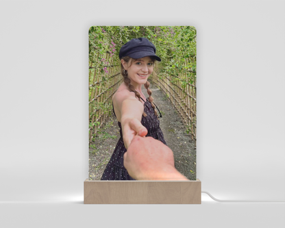 Custom Photo LED Acrylic with Wood Stand