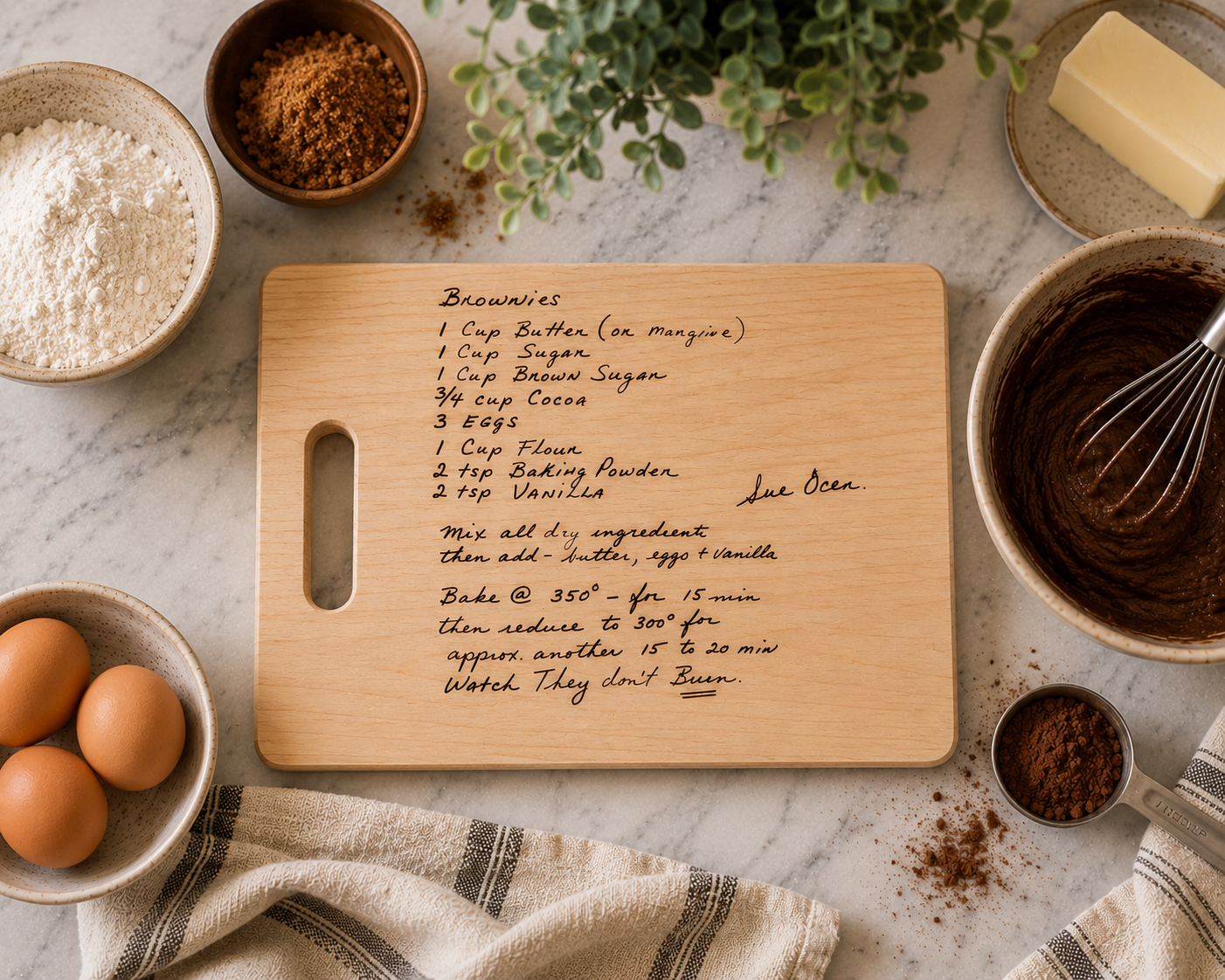 Custom Handwritten Recipe Cutting Board | Laser Engraved Keepsake