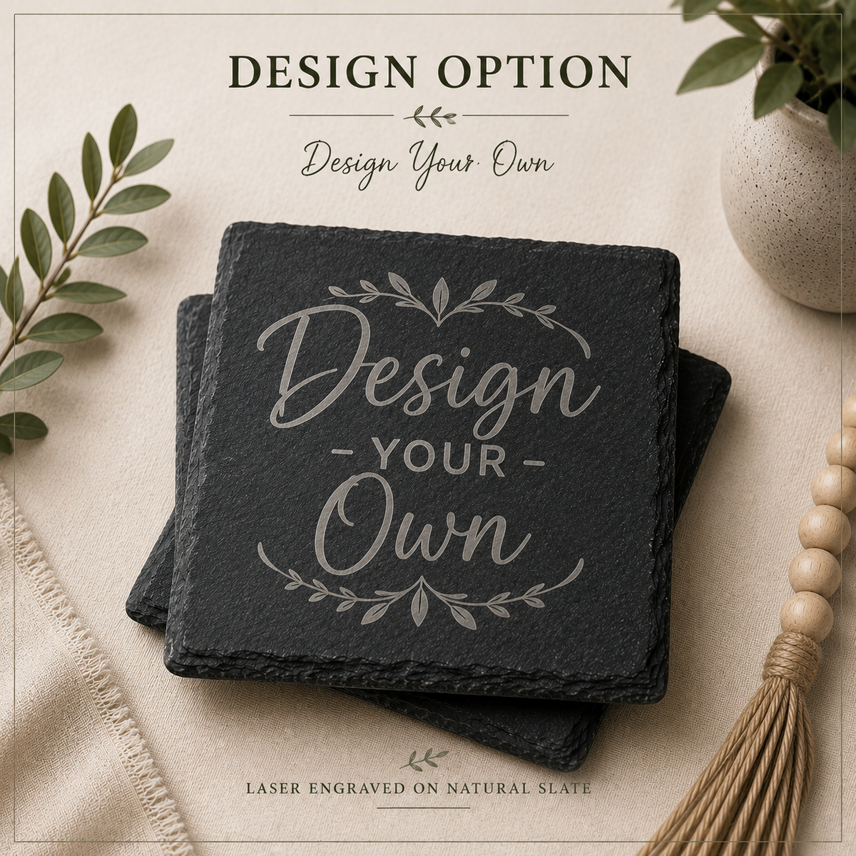 Personalized Engraved Slate Coaster Set