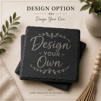 Personalized Engraved Slate Coaster Set