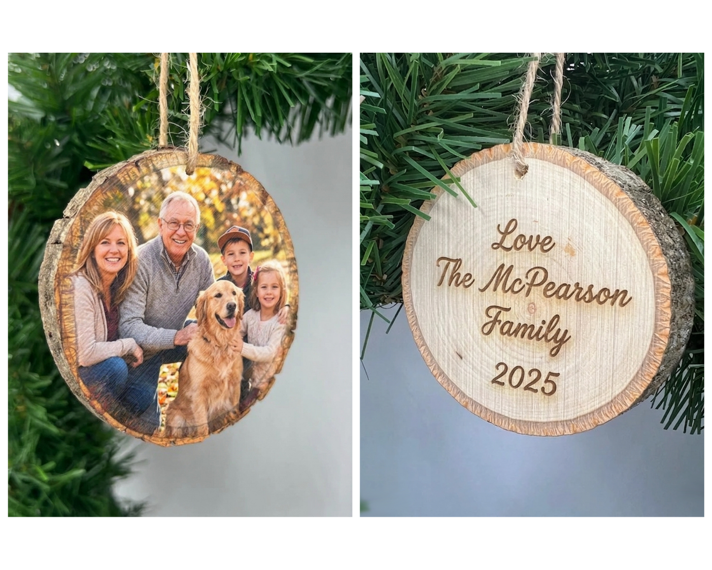 Custom Photo Wood Slice Ornament