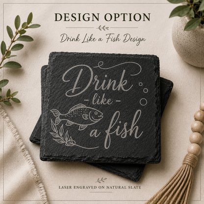 Personalized Engraved Slate Coaster Set