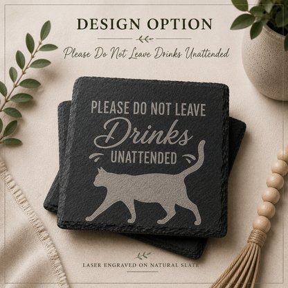 Personalized Engraved Slate Coaster Set