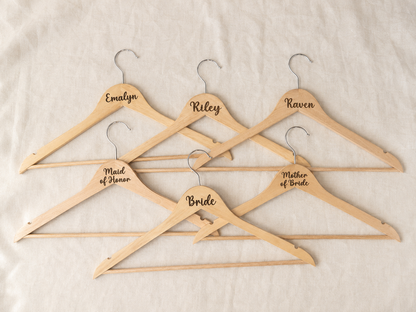 Personalized Engraved Wooden Wedding Hangers | Bride, Groom & Wedding Party