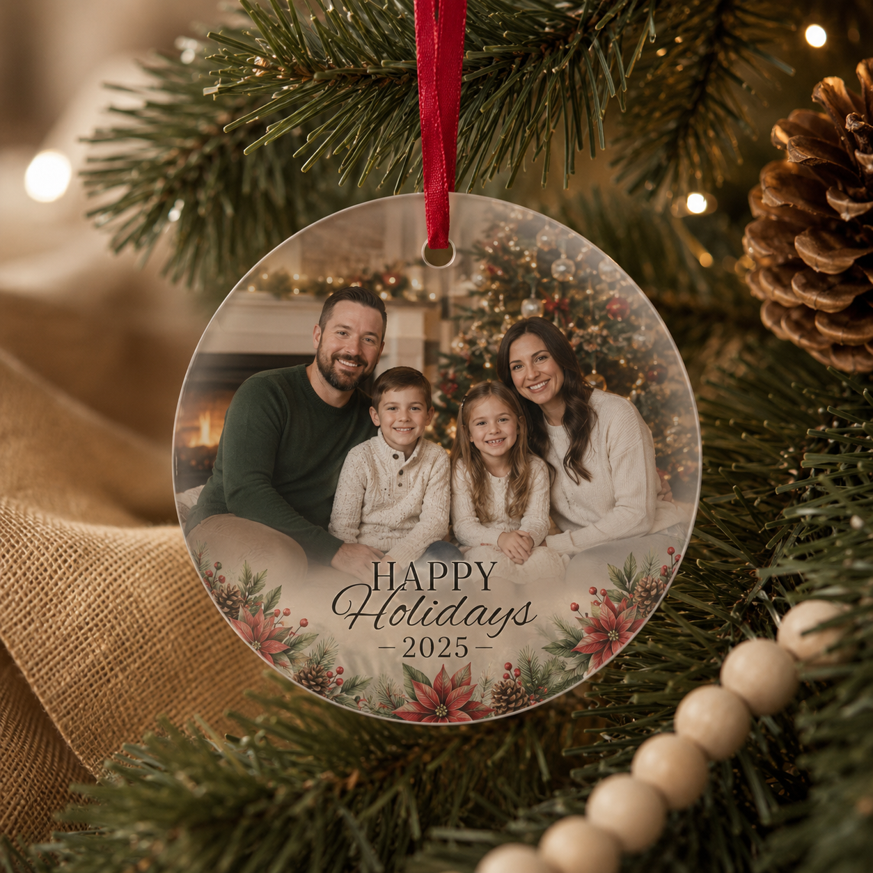 Custom Printed Glass Christmas Ornament
