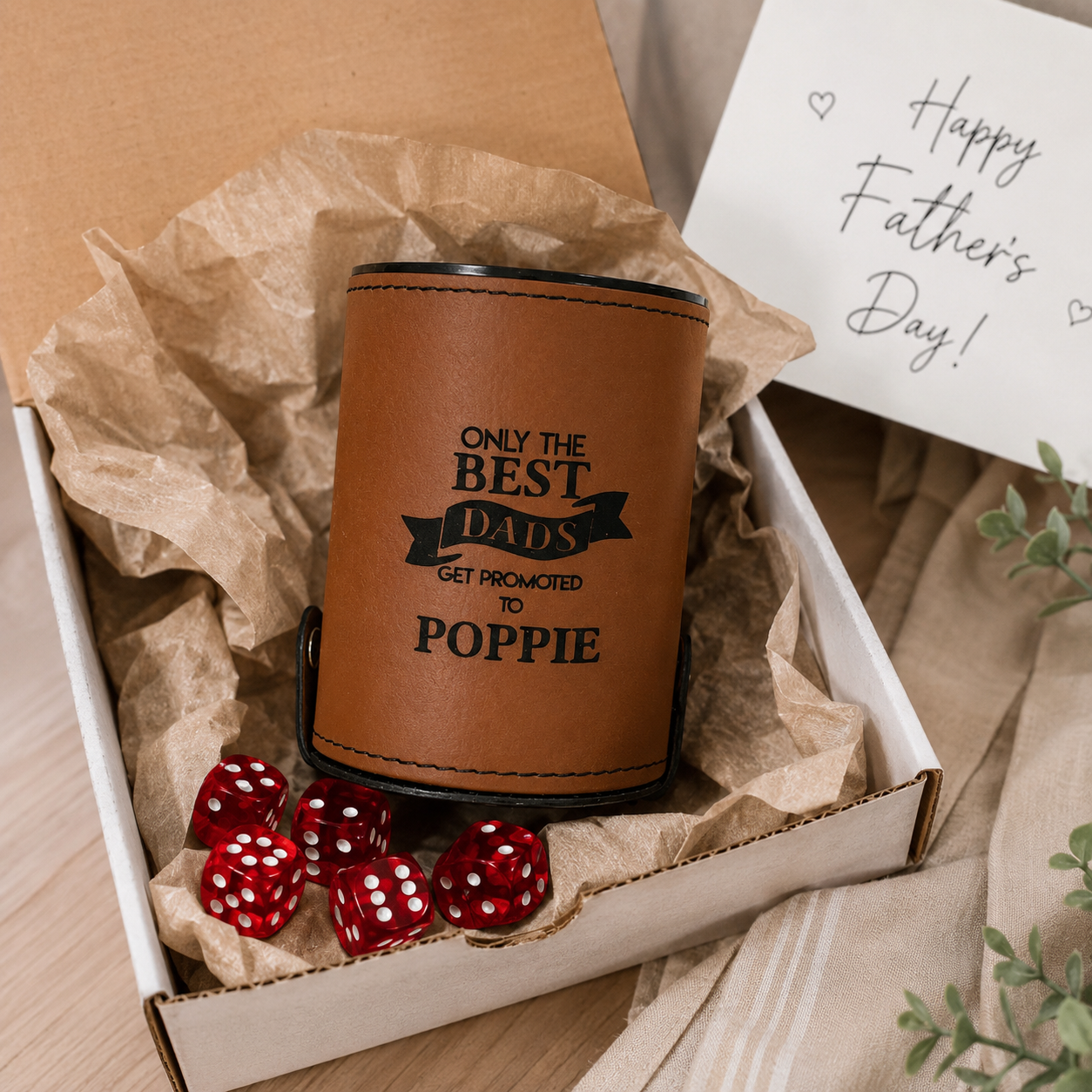 Personalized Engraved Leatherette Dice Cup Set | Custom Gift for Game Night