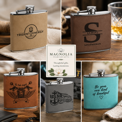 Personalized Leatherette Flask | Custom Engraved Gift
