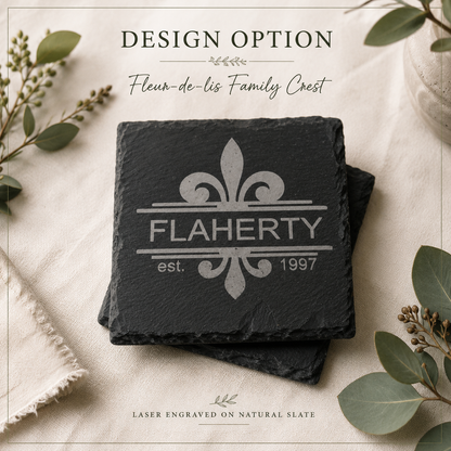 Personalized Engraved Slate Coaster Set