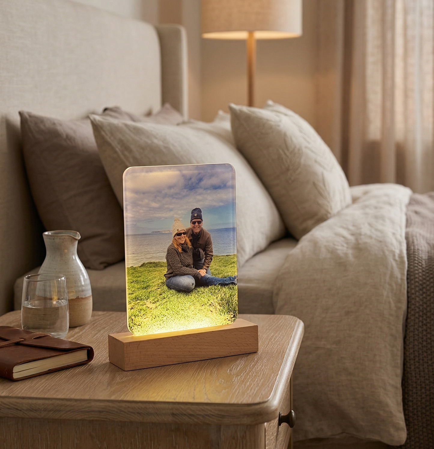 Custom Photo LED Acrylic with Wood Stand