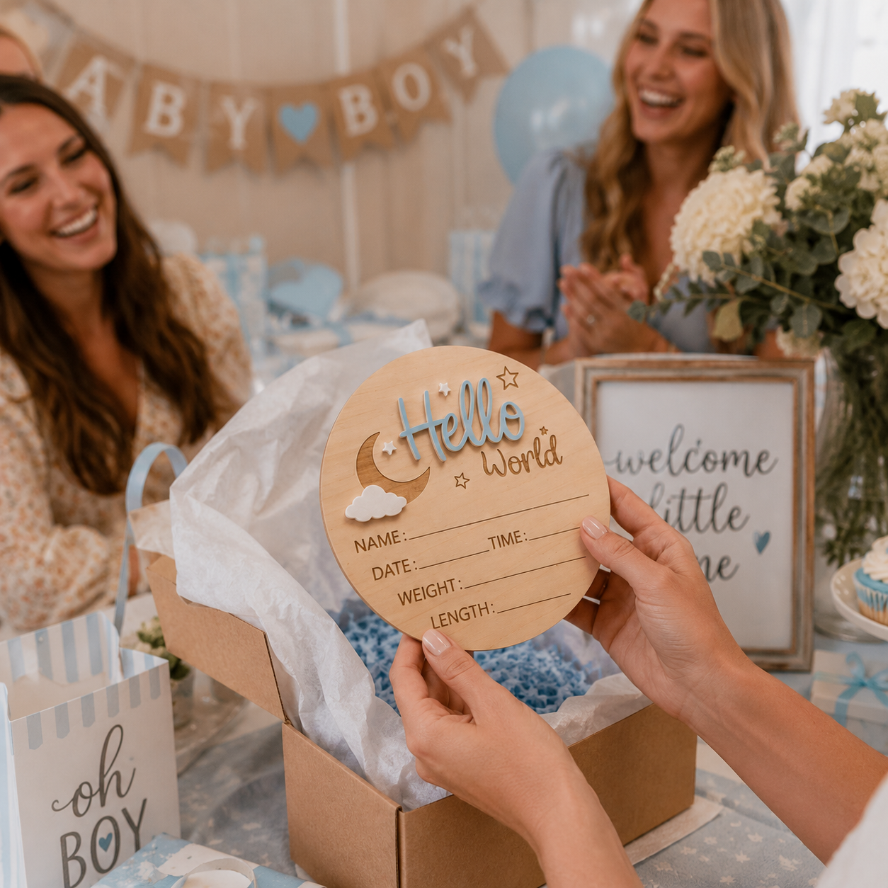 Hello World Baby Announcement Sign
