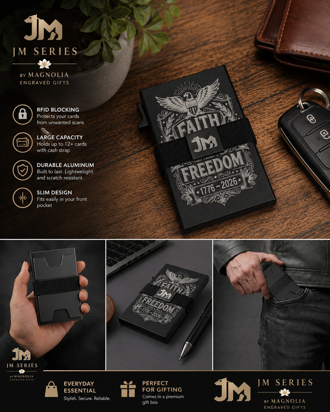 Personalized Aluminum RFID Wallet | Pop-Up Card Holder