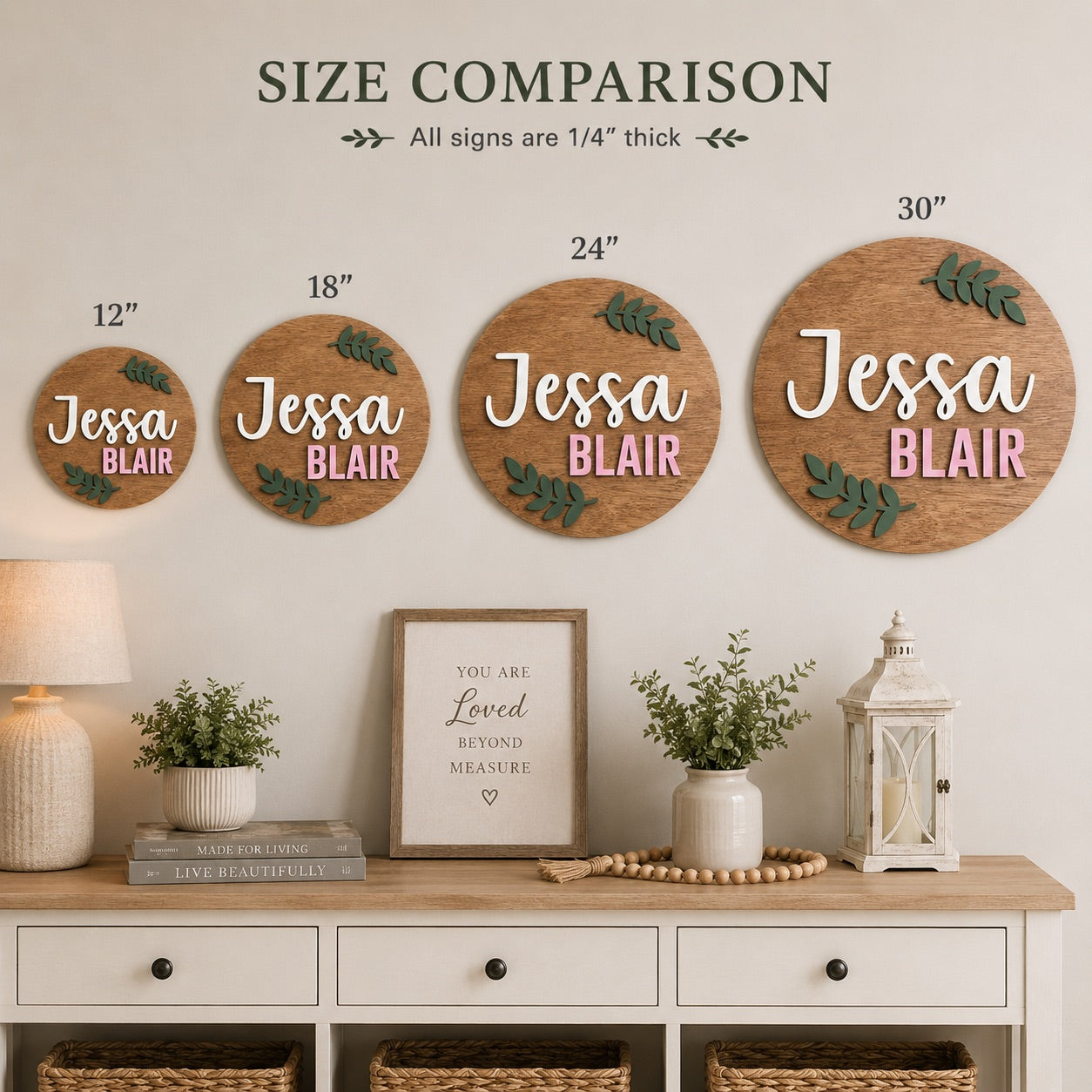 Personalized Wooden Round Name Sign | Custom Nursery & Family Wall Decor