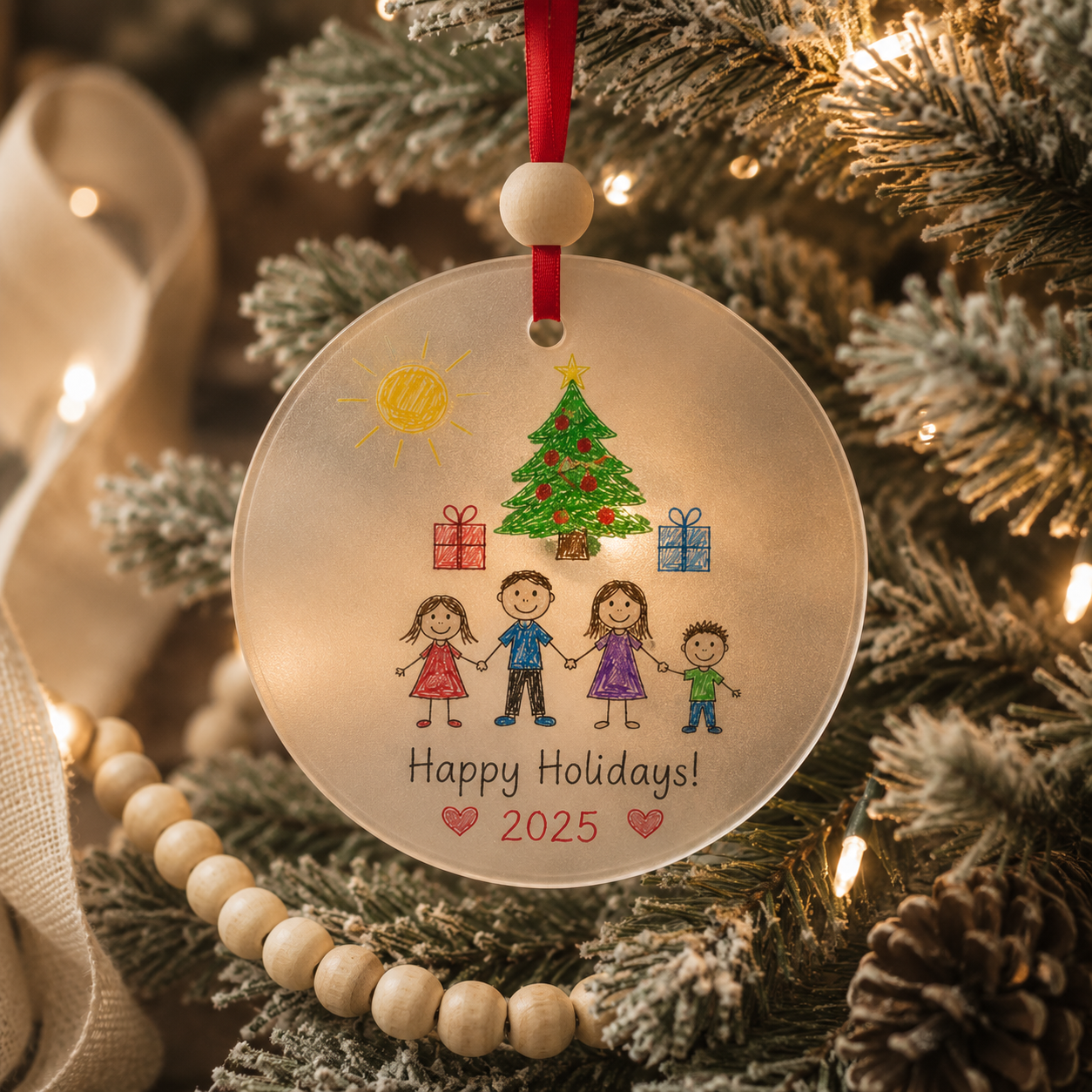Custom Printed Glass Christmas Ornament