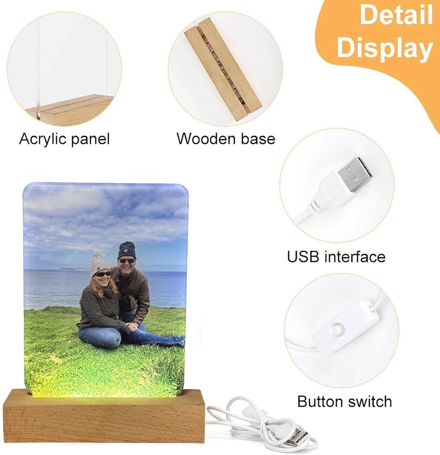 Custom Photo LED Acrylic with Wood Stand