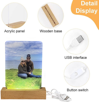 Custom Photo LED Acrylic with Wood Stand