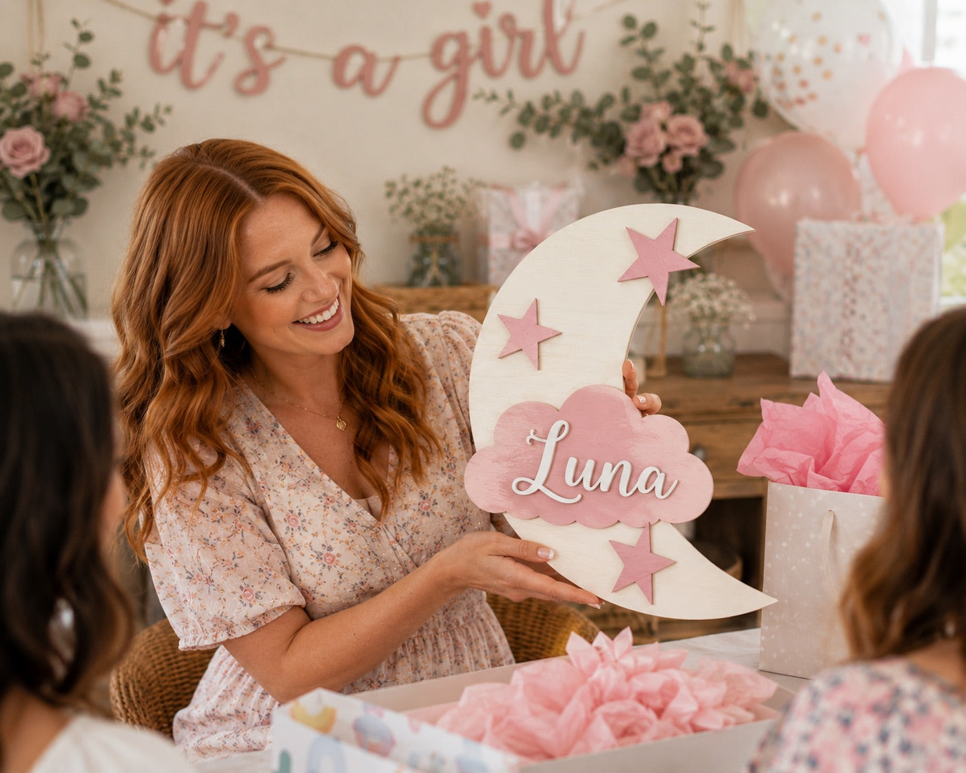 Personalized Moon Nursery Name Sign
