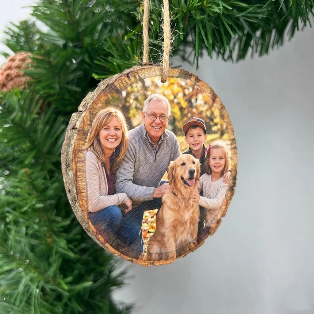 Custom Photo Wood Slice Ornament