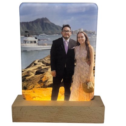 Custom Photo LED Acrylic with Wood Stand