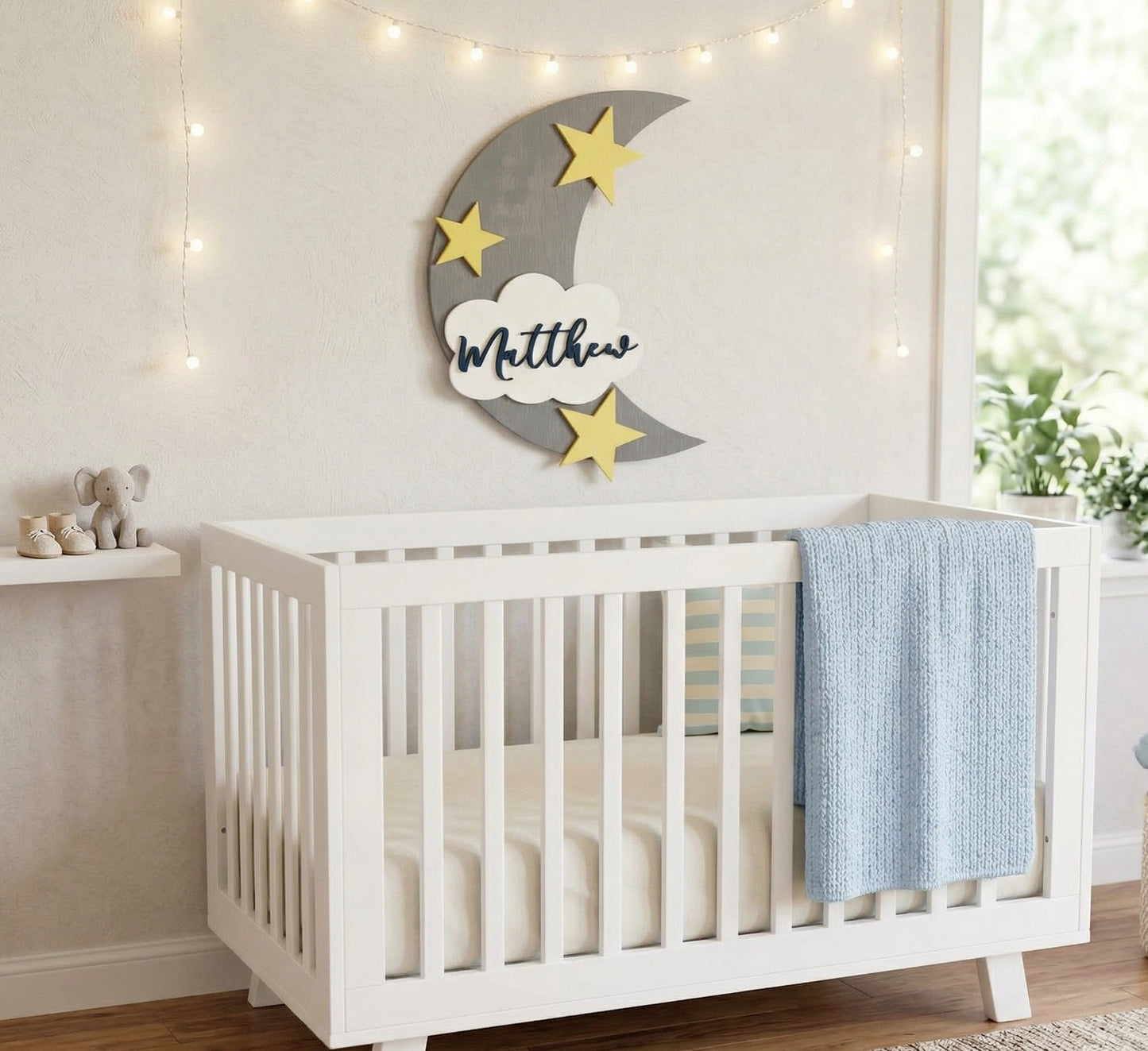 Personalized Moon Nursery Name Sign