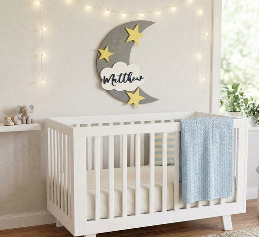 Personalized Moon Nursery Name Sign