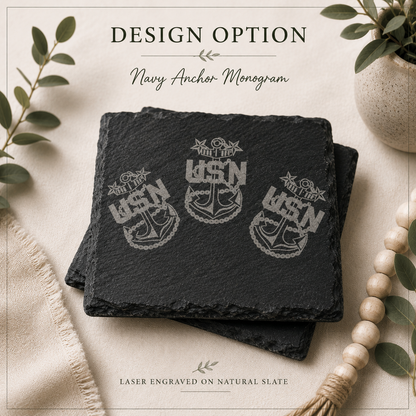 Personalized Engraved Slate Coaster Set