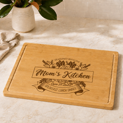 Bamboo Engraved Cutting Board with Drip Ring