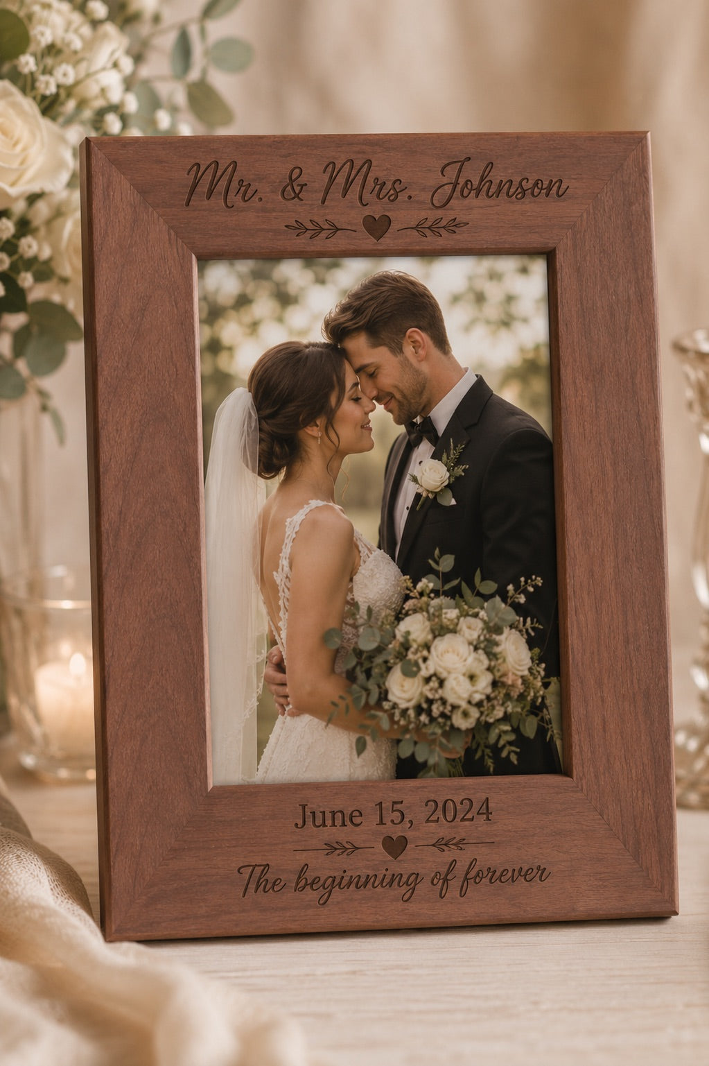 Personalized Engraved Wood Picture Frame