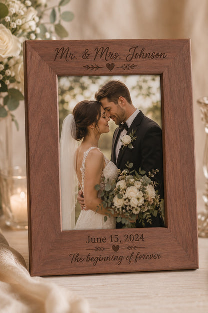 Personalized Engraved Wood Picture Frame