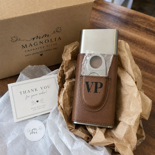 Personalized Leatherette Cigar Holder with Cutter