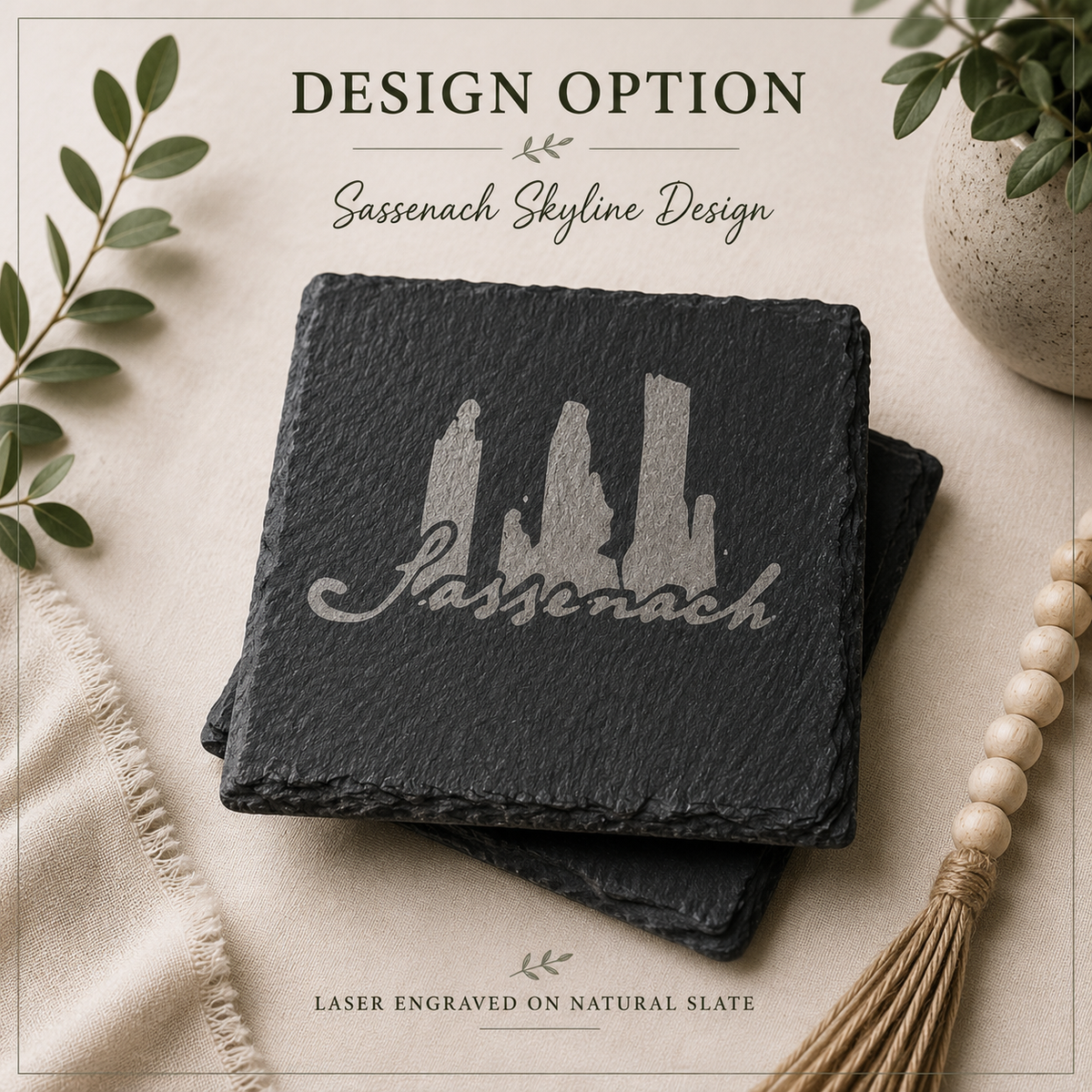 Personalized Engraved Slate Coaster Set