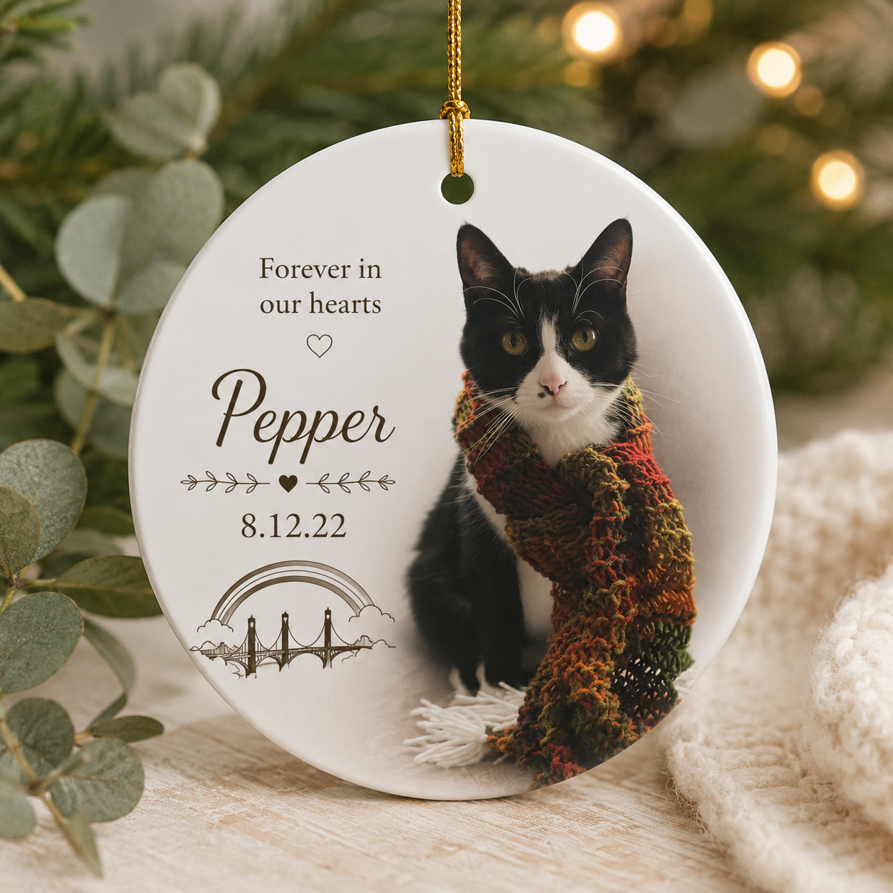 Custom Printed Pet Memorial Ceramic Ornament