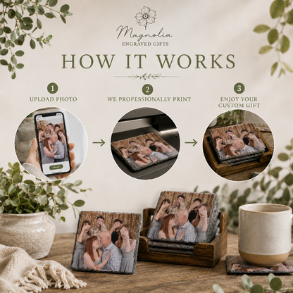 Custom Photo Slate Coasters | Set of 2, 4 or 6